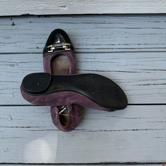 AGL Attiliio Giusti Leombruni Purple Black Cap Toe Ballet Denim Flats Comfort - Picture 7 of 7